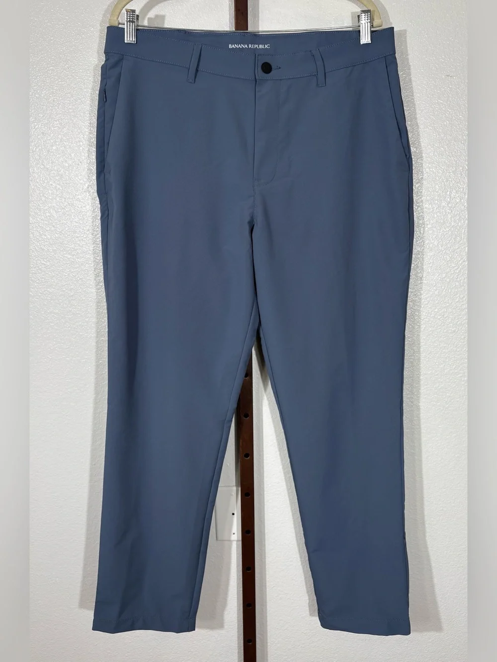 NWOT Banana Republic Men Blue Gray Straight Leg Flat Front Pants Sz 36x30